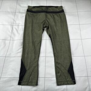 Lululemon Leggings Womens 8 Green Run Inspire Crop Luxtreme Dottie Dash Fatigue